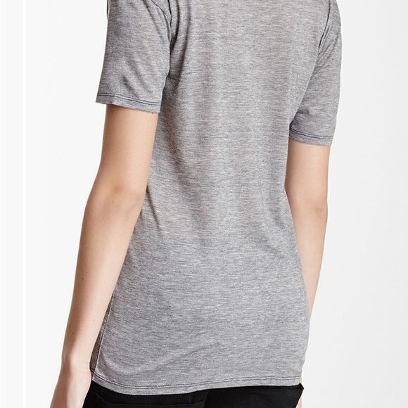Go Couture V neck rose heart printed t shirt in grey and red - Picture 3 of 3